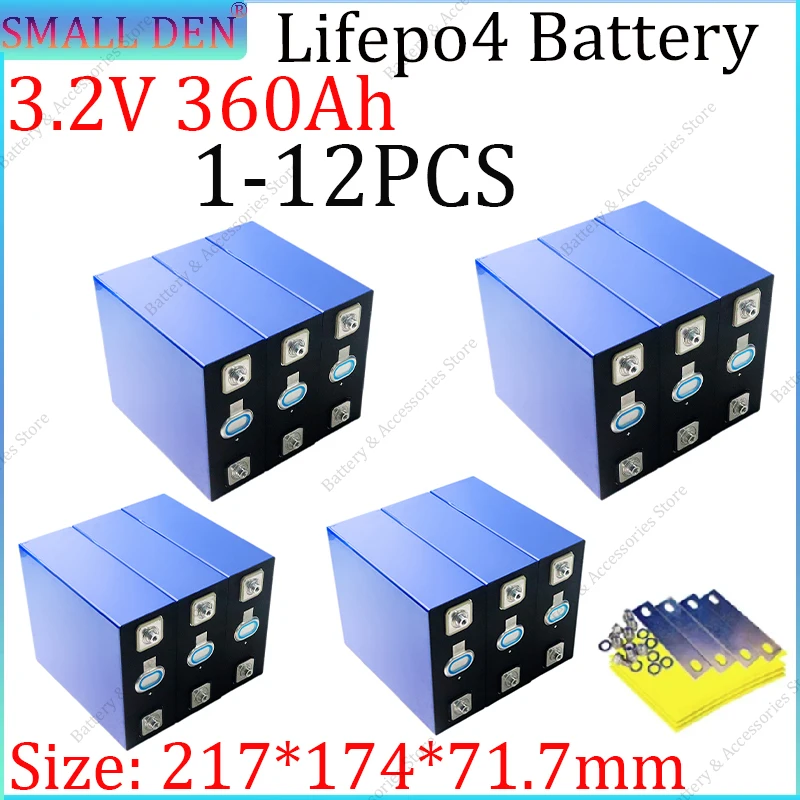 

1-12 шт. 3,2 В 360 Ач Lifepo4 аккумулятор высокой мощности DIY подходит для электроинструментов электромобили туристические автомобили солнечная портативная батарея