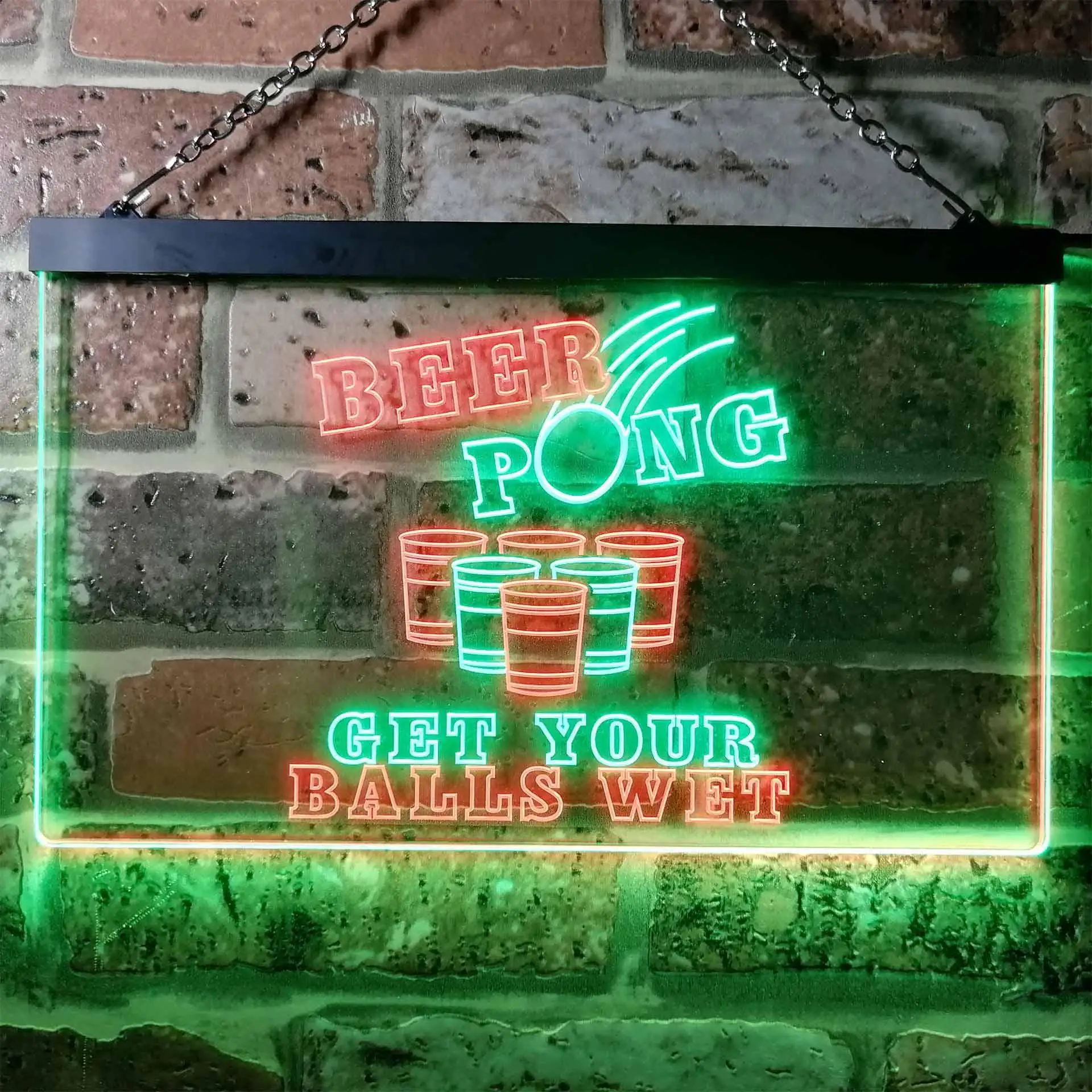 BEER PONG. Get Your Balls Wet Dual Color Led Neon Sign st6-i0939