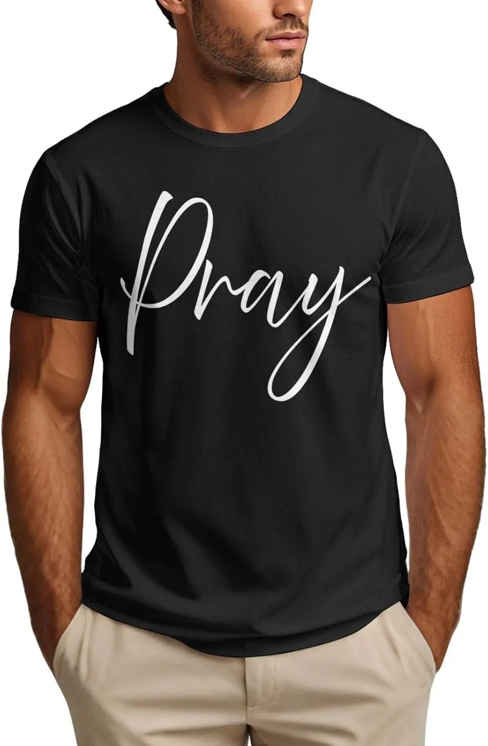 

Pray Vintage Shirt Christian Faith Forever Mens T-Shirt