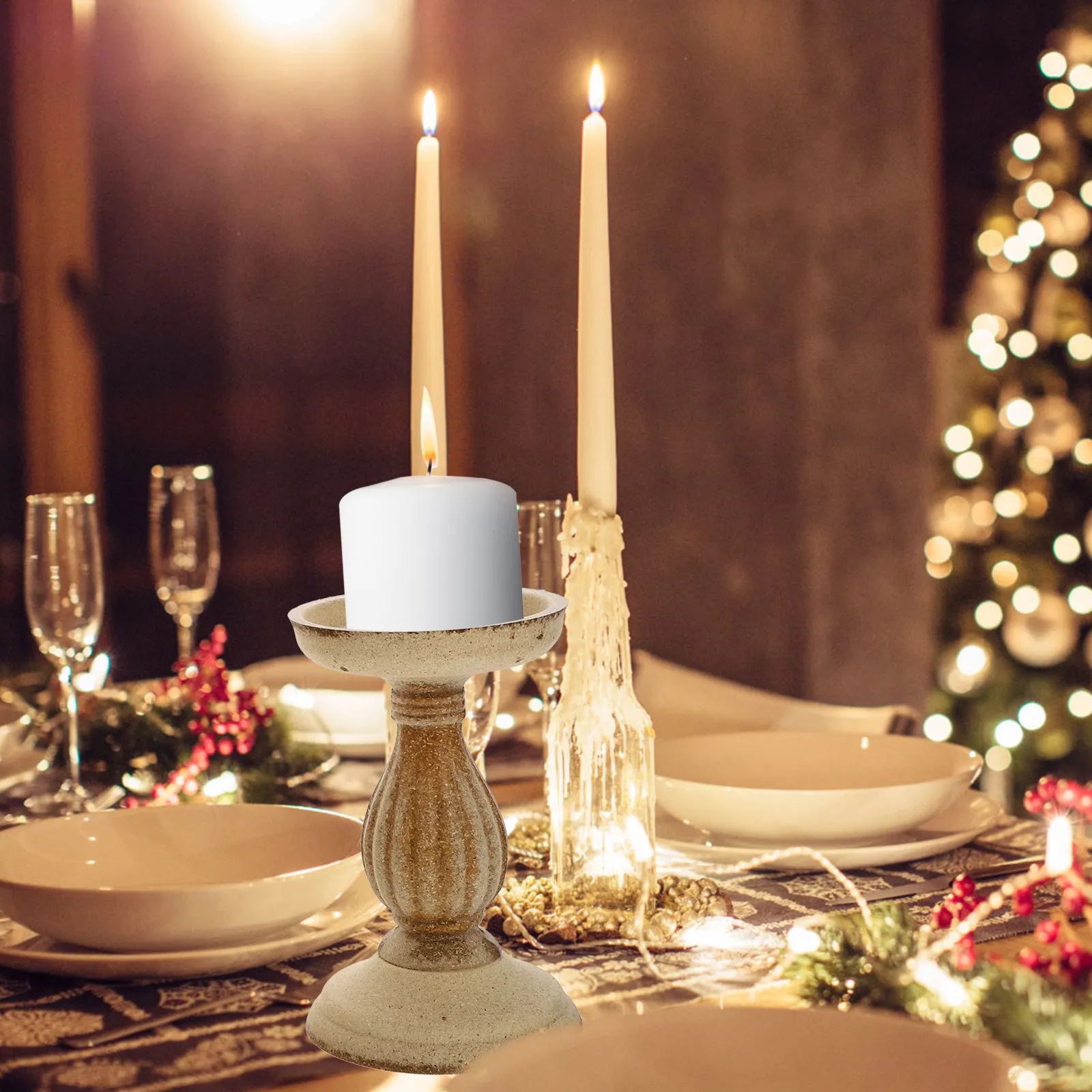 

Набор из 3 деревянных подставок в скандинавском винтажном стиле: креативные подсвечники для декора дома, спальни, кафе, бара, вечеринок