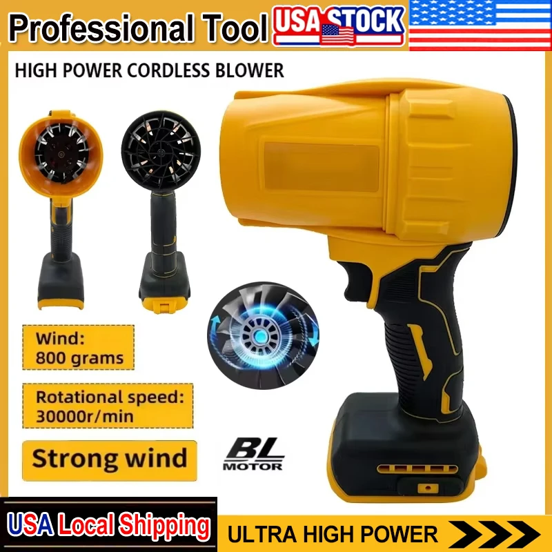 

Fit Dewalt 30000RPM Brushless Air Blower Cordless Turbo Fan Handheld Violent Fan Dryer 18V Rechargeable Dust Blowing Tool