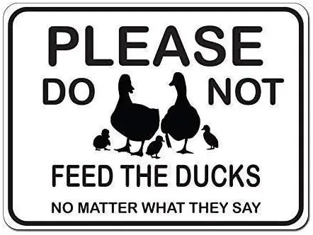 Metal Sign Please Do Not Feed The Ducks No Matter What They Says Funny Poster Aluminum Sign/Outdoor Warning Sign/8x12 inche sign