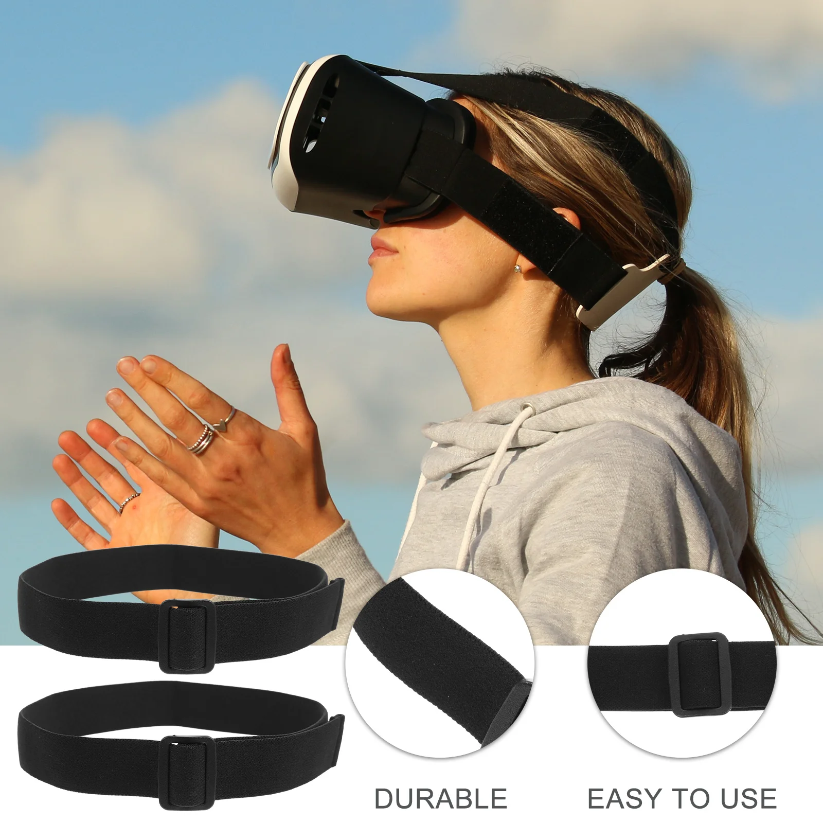 

2Pcs Adjustable Vr Strap Safe Goggle Strap for Fishing Biking Skiing Hiking Rock Climbing Soft Comfortable and Breathable