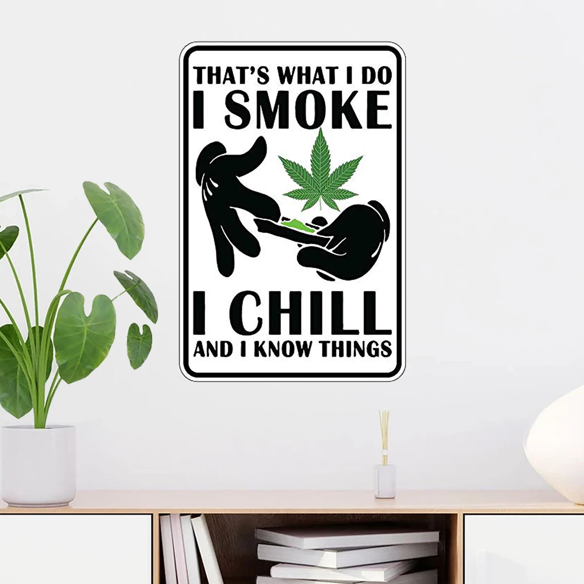 1Pc  I Smoke Weed I Chill,Vintage Stoner Room   Metal Tin Sign Street Man Cave Decor,,Room Decor,420 Accessories, Bedroom Wall D