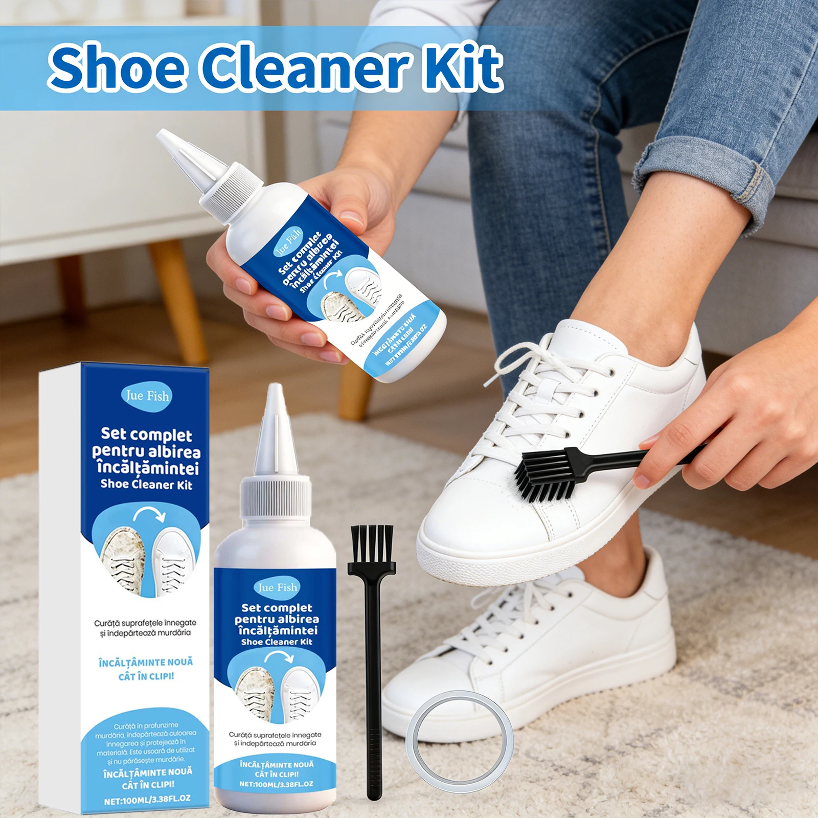 

Multifunctional Shoe Cleaning Kit Removing Stubborn Dirt Prevent Yellowing Reduce Odor Quick Dry White Shoes Cleaner with Brush