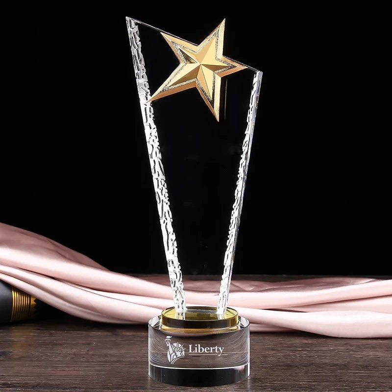 Custom Star Trophy Awards for International Film Festival Souvenirs Sports Champion's Medal Glass Trophy