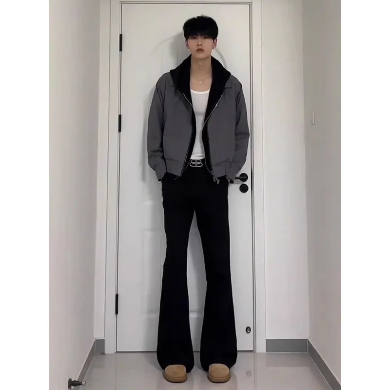 

Мужские джинсы удлиненной длины Cleanfit, тонкие прямые брюки с высокой талией, расклешенные брюки с микро-расклешенными штанинами, Bla Knife Faionable, высокий размер