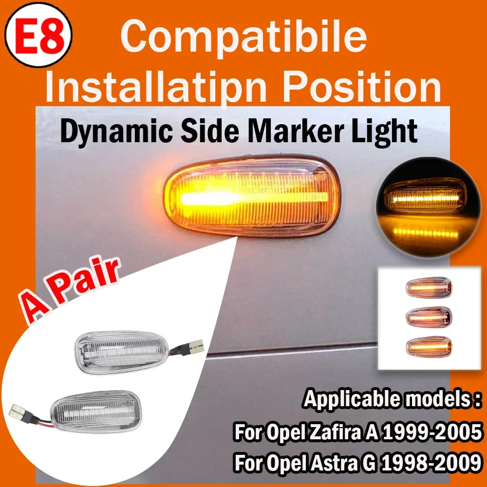 

Dimmer LED Dynamic Turn Signal Light for Opel Zafira A 1999-2005 Astra G 1998-2009 Side Marker Light