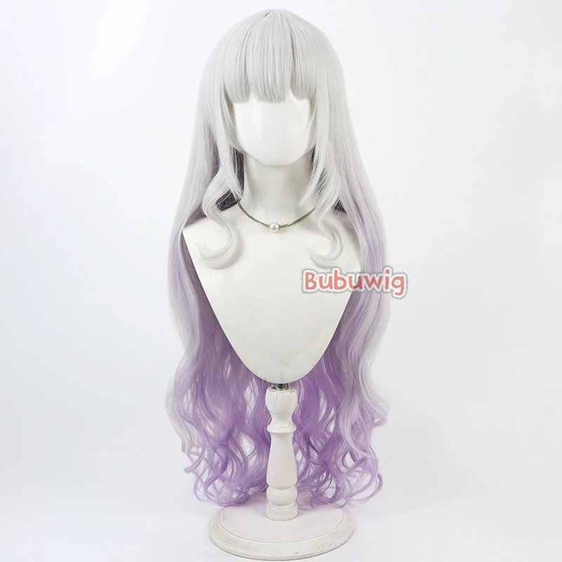 Bubuwig Synthetic Hair Murasaki Shion Cosplay Wigs Virtual YouTuber 100cm Silver White Mixed Light Purple Cos Wig Heat Resistant