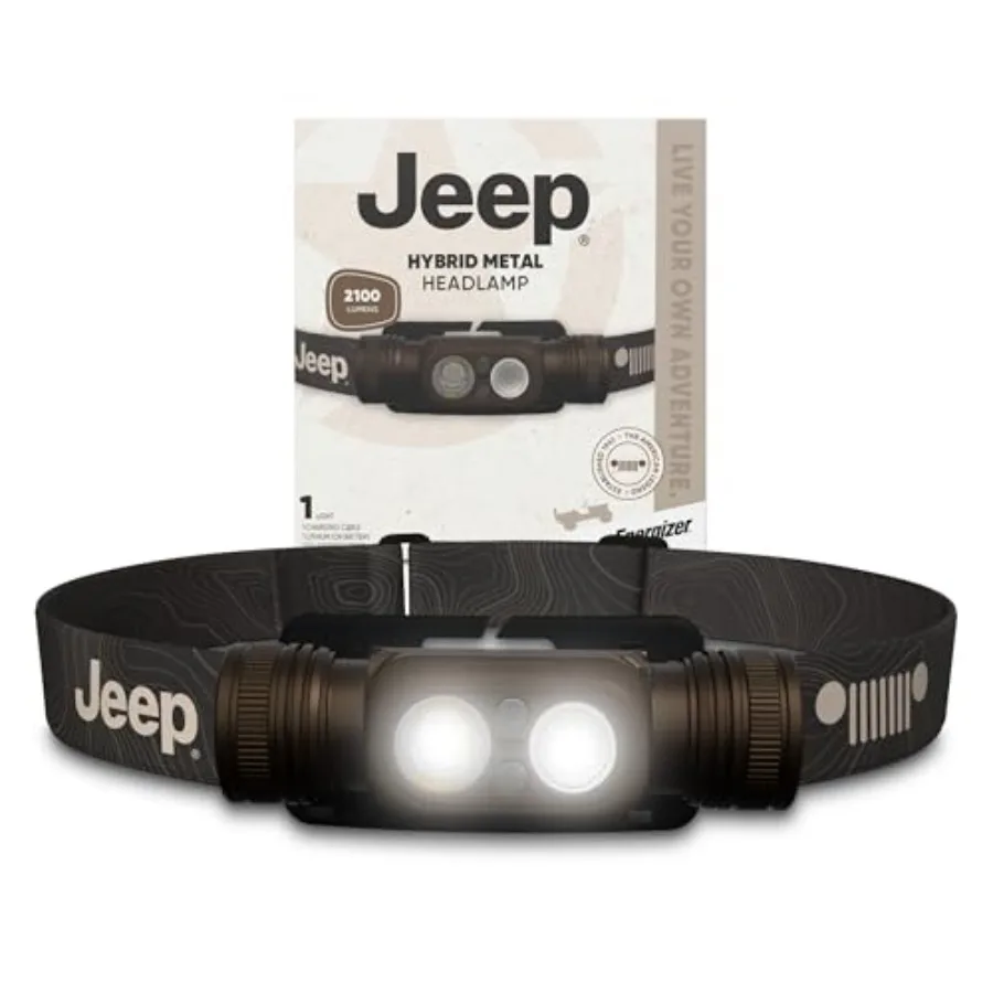 

Jeep HM-2100 Rechargeable Power Source Head Lamp IPX4 Water-Resistant Bright Rechargeable Headlamp USB-C Cable Included