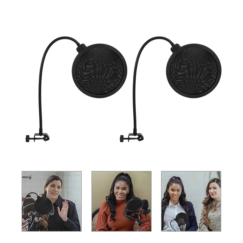 

2Pcs Handheld Mic Windscreen Cover Pop Filter for Microphone Protection Against Saliva Spatter Sturdy Plastic Metal Build Simple