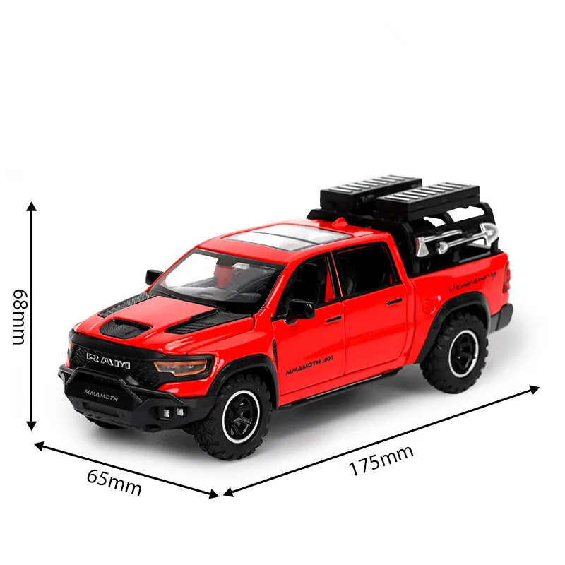 Alloy Pull Back Pickup Truck Model, simulado som e luz, brinquedos de carro, presentes decorativos, atacado, 1: 32