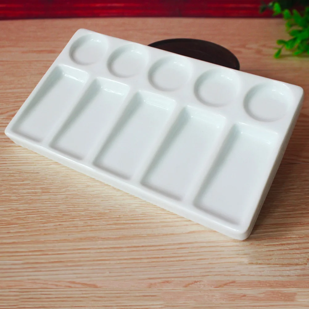 10 -Well Procelain Palette Rectangle Tray Rectangular Ceramic Oil Watercolor Craft Projects Fun Parties Events