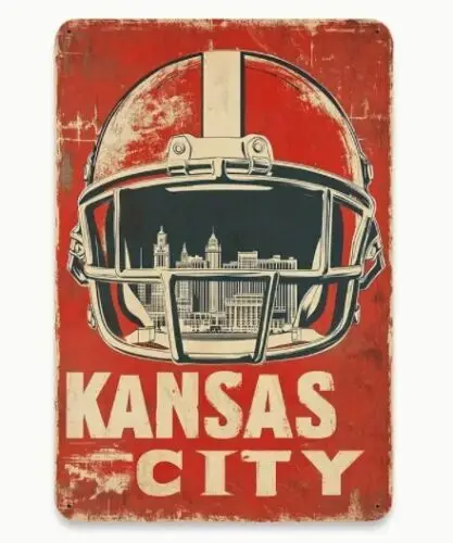 Panneau amusant vintage en aluminium résistant aux intempéries des Kansas City Chiefs - Aluminium