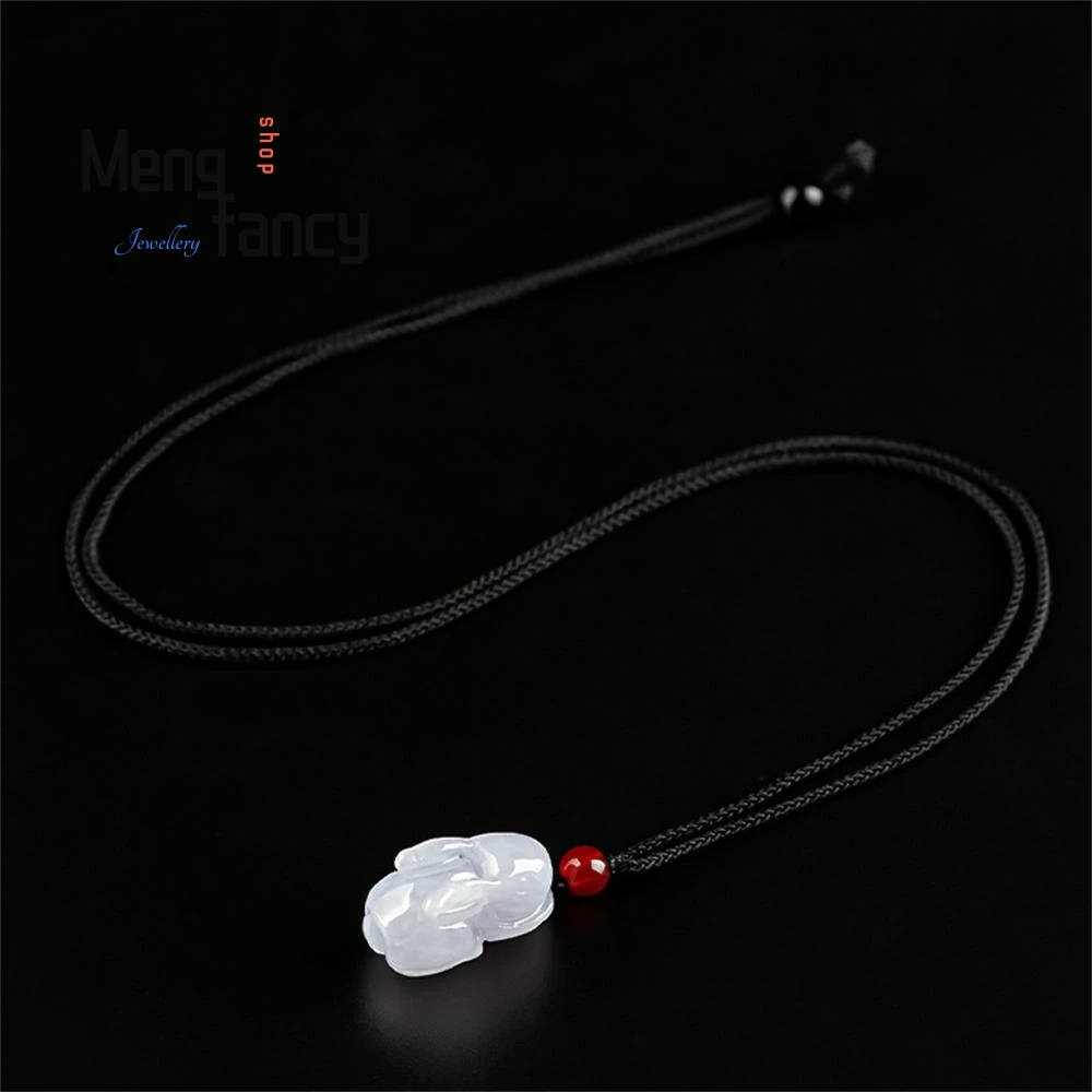 Natural Myanmar A-goods Jadeite Zodiac Rabbit Three-dimensional Carving Ice Jade Pendant Cute Exquisite Mascots Fashion Jewelry