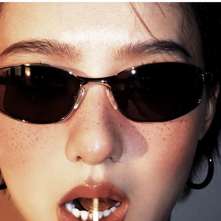 Polarized Y2k Oval Sunglasses Rectangular Stainless Steel Frame Sun Glasses for Men Women UV400 Retro Fashion Cat Eye Eyewear