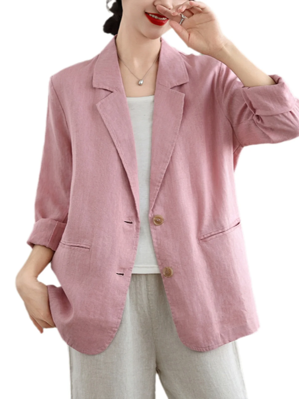 Abito retrò in cotone e lino Jaet da donna primavera autunno sciolto casual lungo Sve irt classico sle abbottonato abbigliamento da ufficio