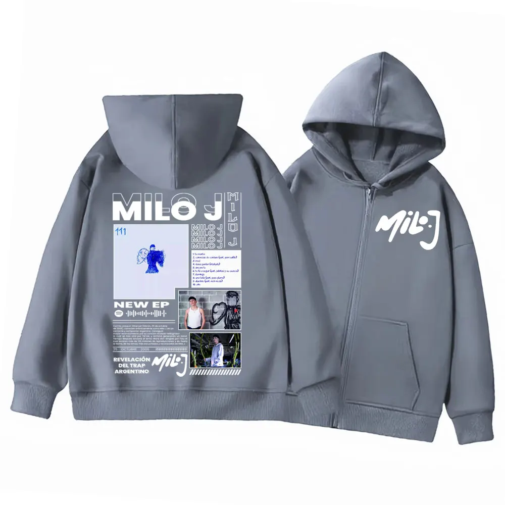 مغني الراب ميلو J 111 ألبوم الجرافيك قلنسوة بسحاب Harajuku الهيب هوب زمم بلوزات الرجال المرأة موضة عادية فضفاض البلوفرات #3