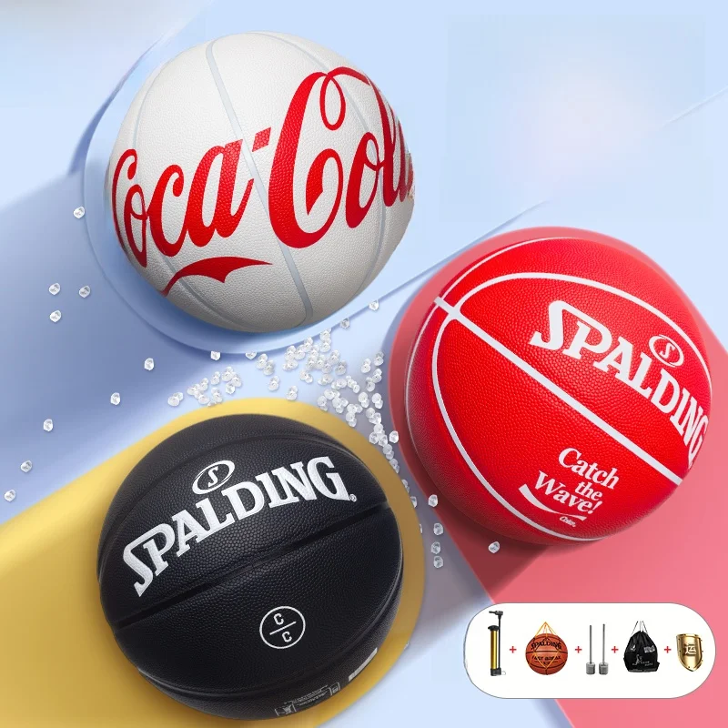 Bola de Basquete Oficial Spalding Edição Colaborativa Coca-Cola Clássica Vermelha Branca Preta para Competição Adulto Univers...