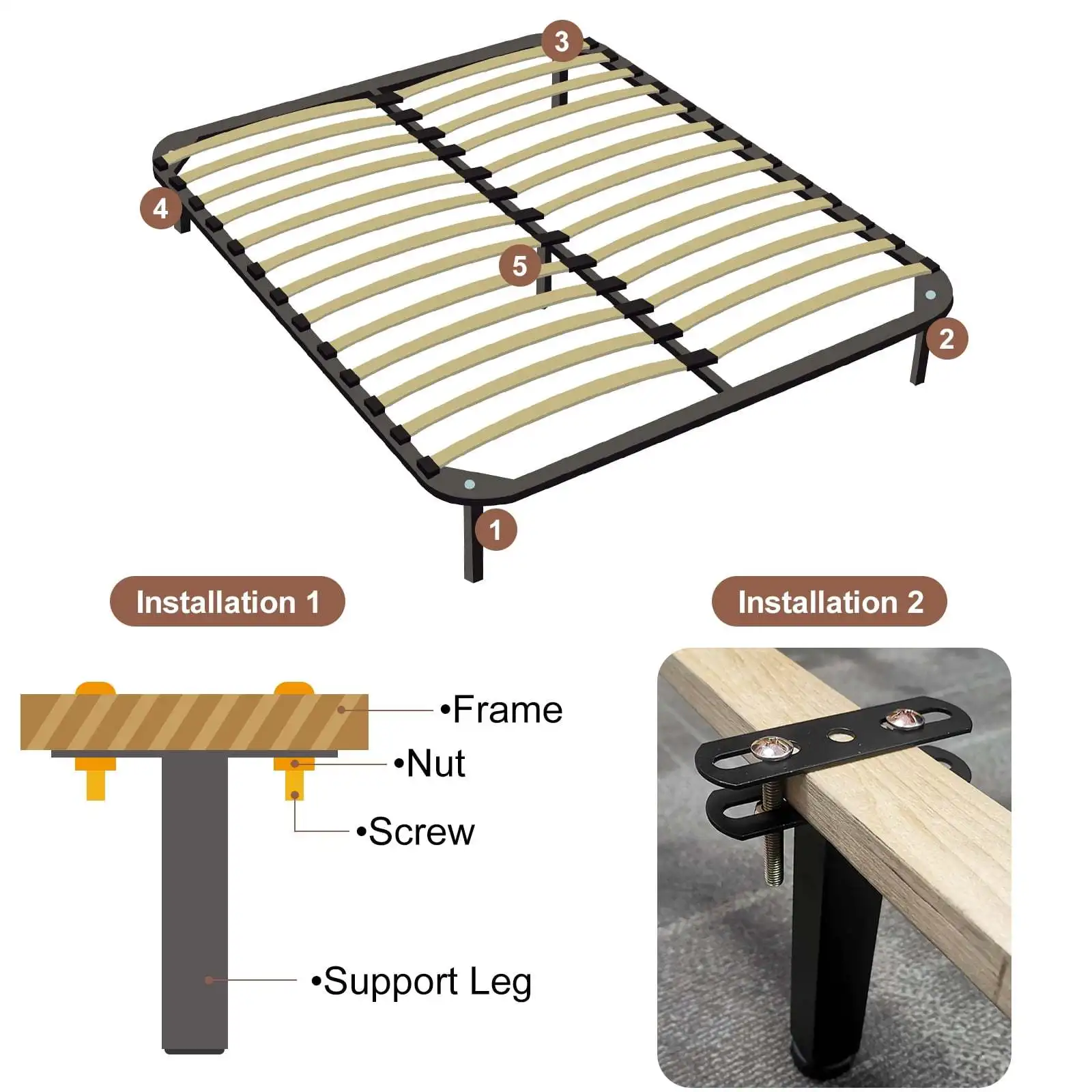 4 Pcs Adjustable Bed Support Legs 7.1 to 7.87 Inch Metal T Leg Frame Reinforcement for Bed Repair Cabinet Home DIY