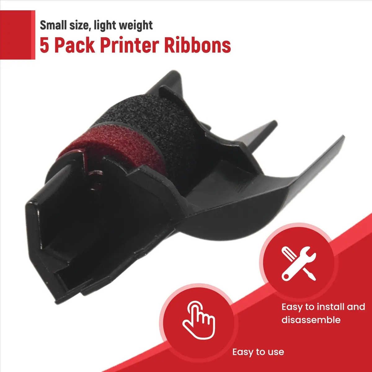A46U IR-40T (5 Pack) Compatible Calculator Printer Ribbons Ink Roller - Black & Red