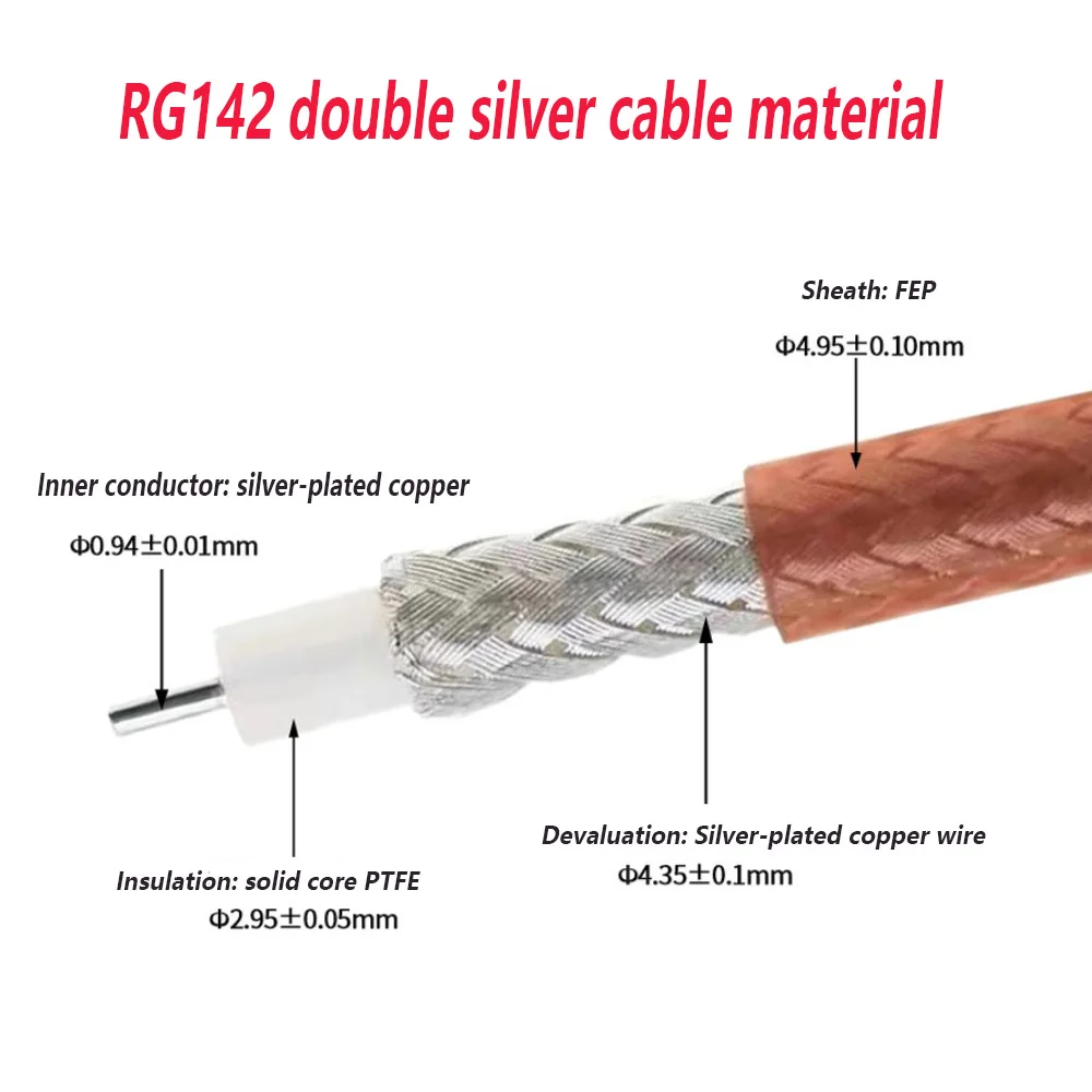 RG142 Cables SMA Male Plug to N Male Plug RF Coaxial Connector Pigtail Jumper Cable  RF Pigtail Jumper Adapter Copper 1PCS