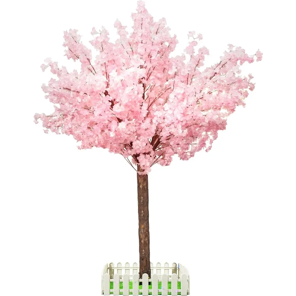 

Artificial Cherry Trees Indoor Decor: Handmade Natural Fake Cherry Blossom Pink Tree Outdoor for Party Wedding Christmas (7 ft)