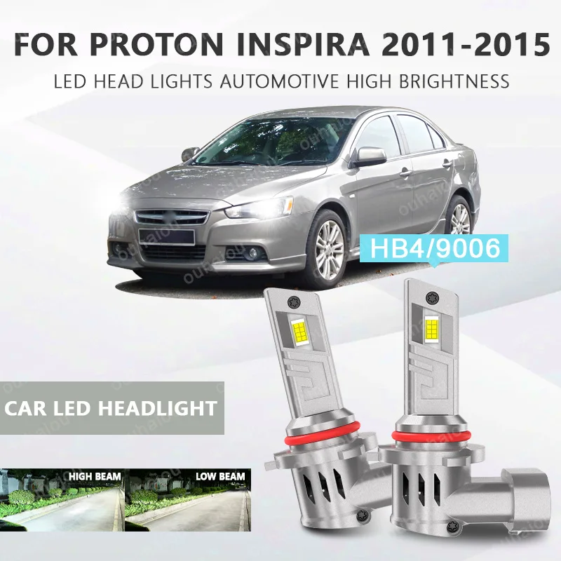 

For proton lnspira 2011-2015 2pcs Car Headlight 9006 Lamp Projector LED Bulb Canbus 130W 12V Hi Low Beam Auto
