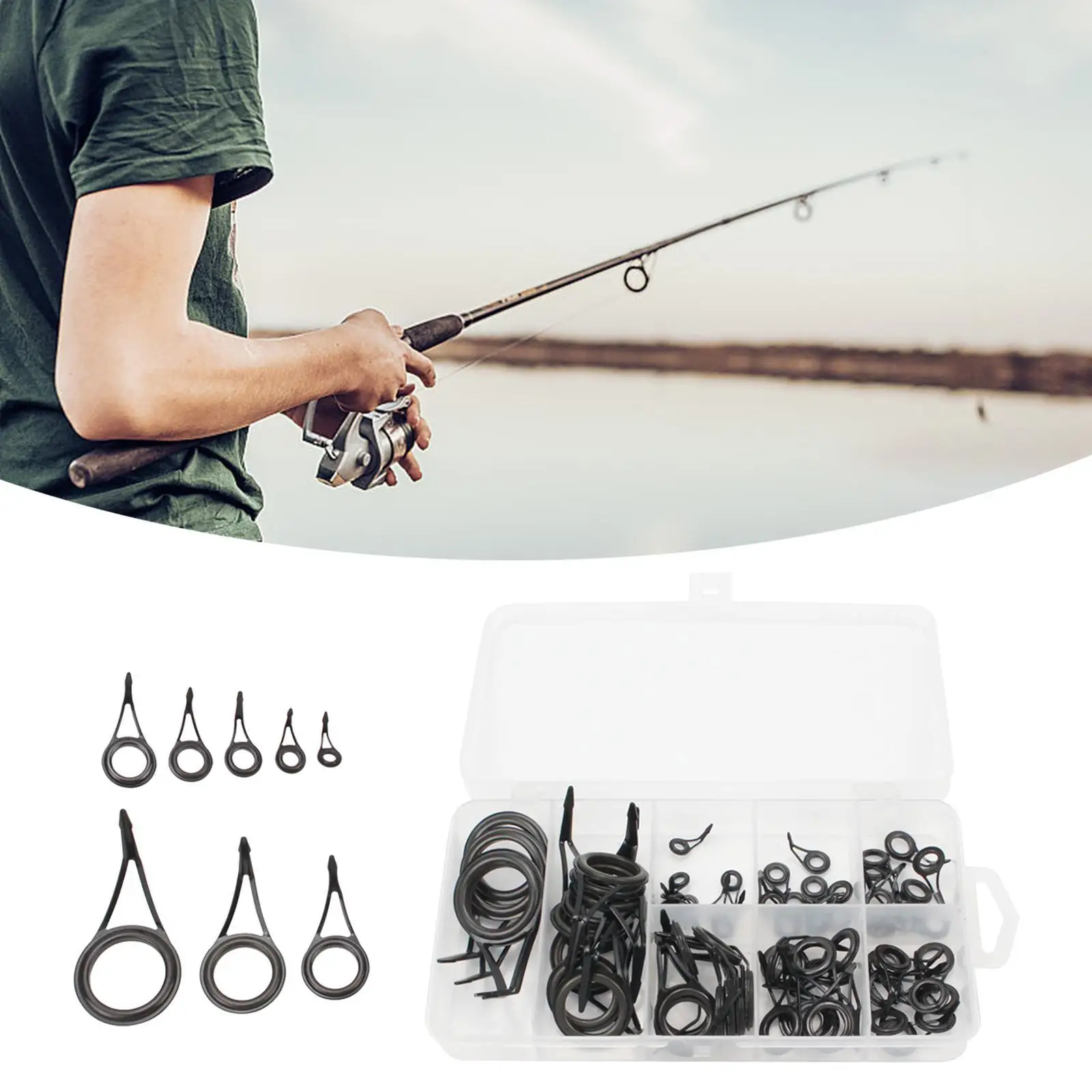 

75 Pieces Fishing Rod Guides Set Fishing Pole Guides for Saltwater Fishing Casting Fishing Rod Outdoor Activities Repairing