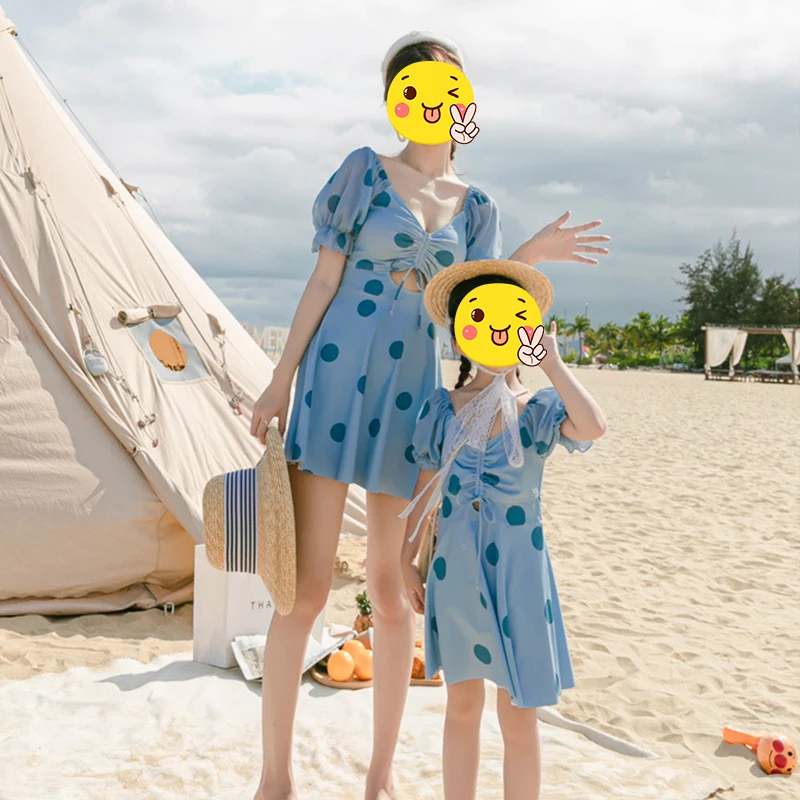 Summer Clothes Swimsuit Adult Children's Costume For Girls Casual Dresses Water Park Mother Daughter Matching Clothes Swimwear