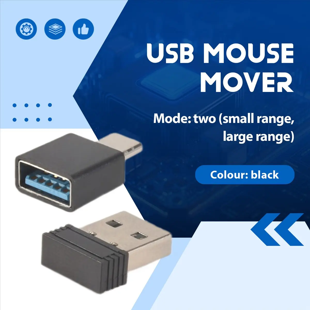 

Стабильный USB-мышь Jiggler Необнаружимый механизм для мыши Автоматический механизм для компьютерной мыши Jiggler с адаптером USB C, черный