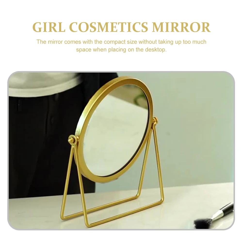 

Girl Cosmetics Desktop Round Makeup Mirror Stable Design Clear Surface Decorative Mirror for Home Bedroom Study