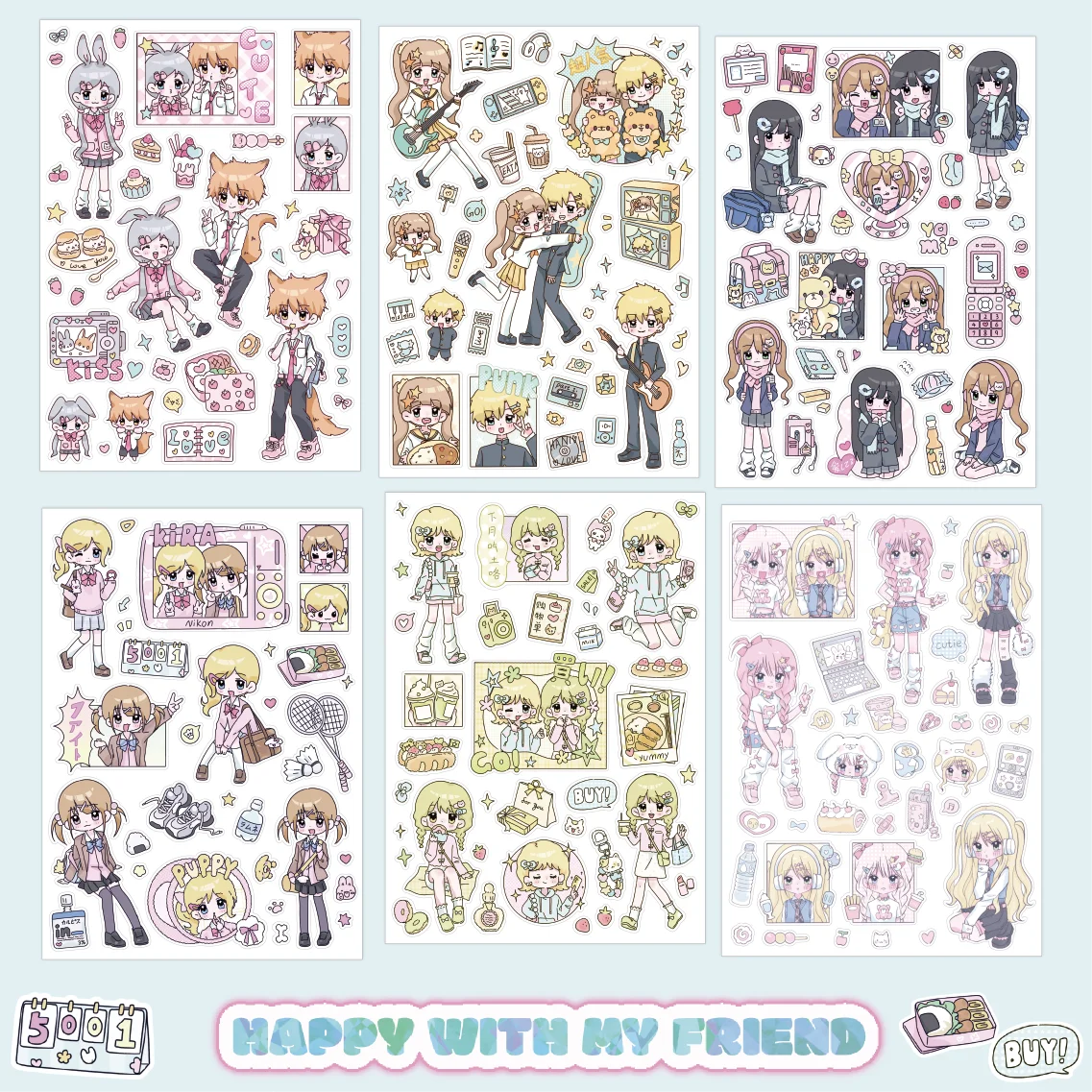 

Original New Cute Character Guka Stickers Decorative Stickers for DIY Scrapbook Journal Phone Case Back Card Decoration