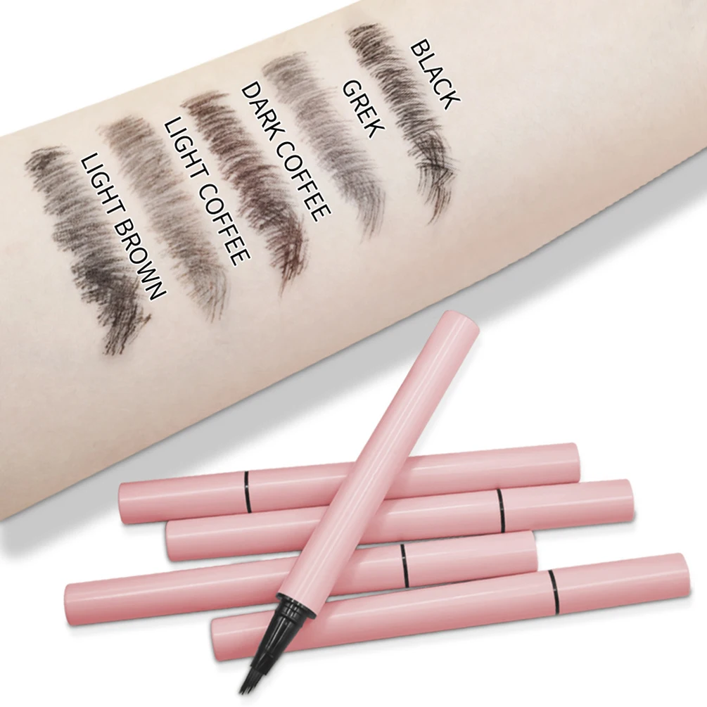 5-Farben-flüssiger Augenbrauenstift Private Label Wasserdicht Schnelltrocknend Langlebig Individuelles Logo Natürliches Make-up Großhandel Rosa Paket