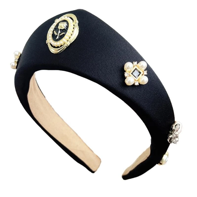 

DXAE Sophisticated Rose Pearls Headbands for Women and Girls Fashion Hairband with Pearls and Beads Prom Hair Accessories