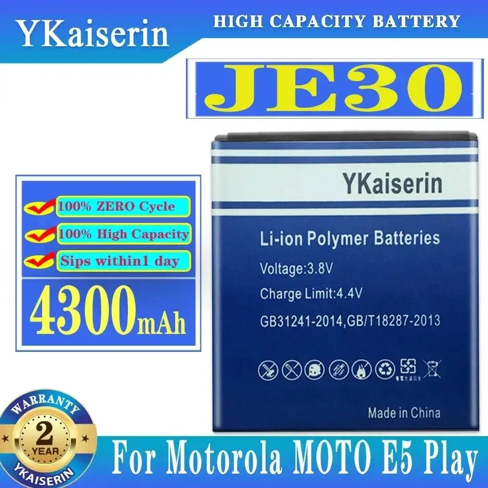 

JE30 Premium Replacement 4300Mah Fast Charging For Motorola Moto E5 Play Mobile Phone Battery