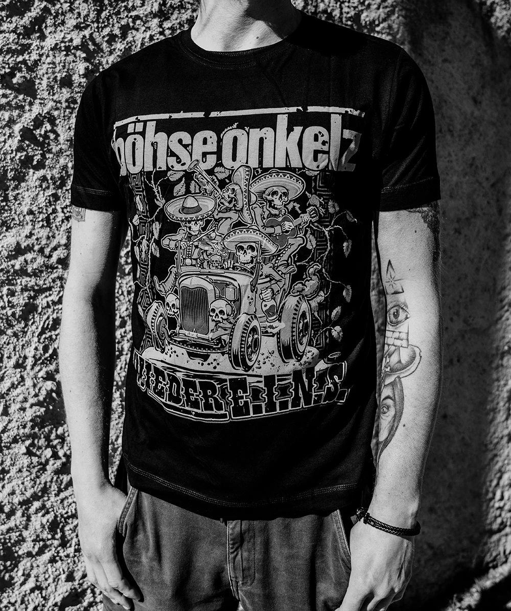 Böhse Onkelz Black Retro Punk-Rock Band T-Shirt: Graphic Merch Featuring the German Group’s Iconic Member Print