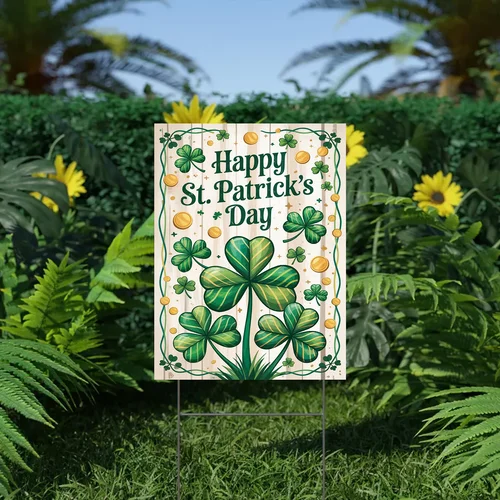 Happy St. Patrick's Day Garden Flag Shamrock Clover Gold Coins Yard Decor Sign IIX WZZ yyi