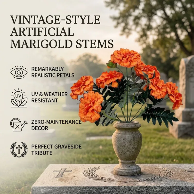 Magnifiques fleurs artificielles de marguerites vintage simples pour les cimetières, bouquet réaliste pour les commémorations.