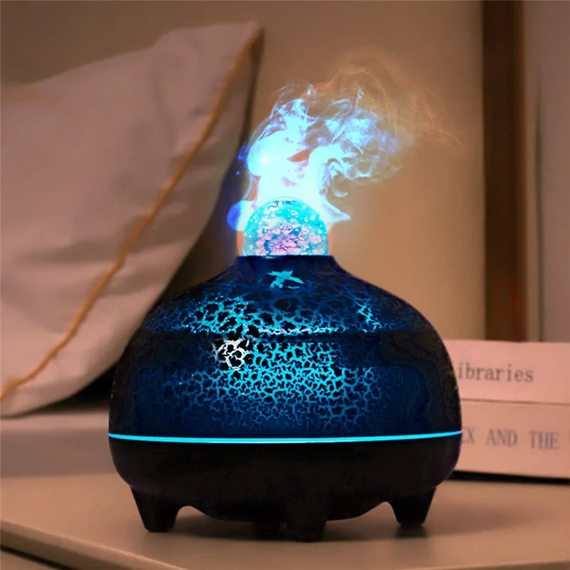 

INLIG-Essential Oil Diffuser Volcano Fire Diffuser Humidifier Cool Mist Humidifier 7 Colors Light For Room Office