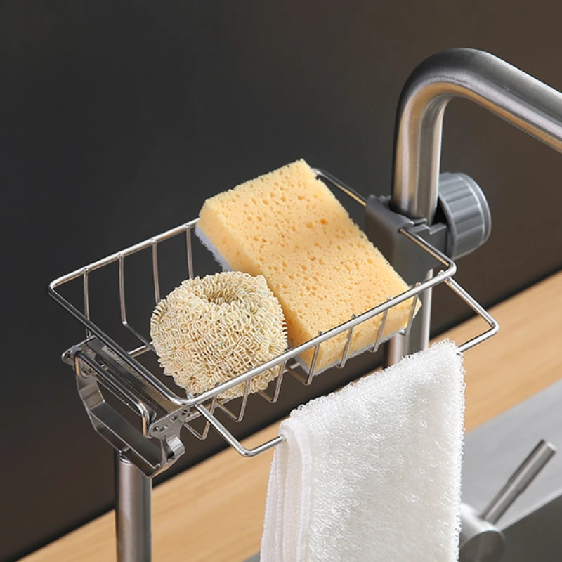 

Adjustable Laundry room Faucet Storage Rack,Bathroom,Kitchen Drainage Shelf Dish Cloth Sponge Stainless steel Finishing Holder