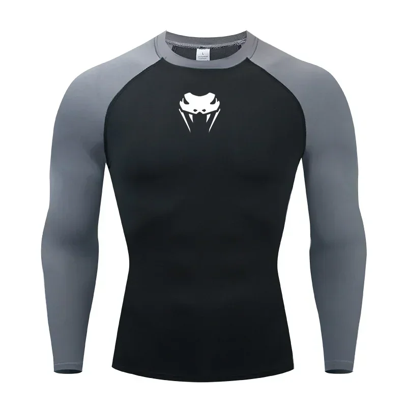 T-shirt de sport à séchage rapide pour homme, haut à manches longues ou courtes, t-shirts Rashguard, chemise de compression à col rond, salle de sport MMA