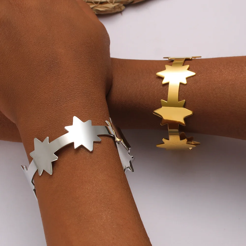 DIY accessories Stylish and simple star opening bracelet stainless steel fine polishing plated 18K gold personalized bracelet gl