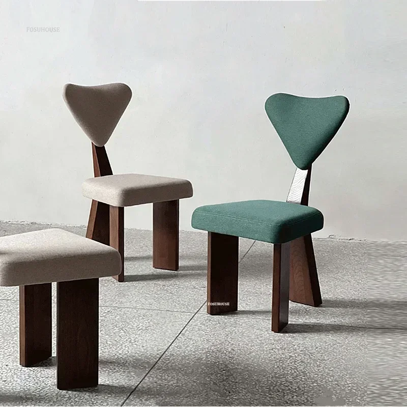 Light Luxury Solid Wood Dining Chairs Home Retro Designer Backrest Dining Chair Modern Simple Restaurant Reception Chair Z