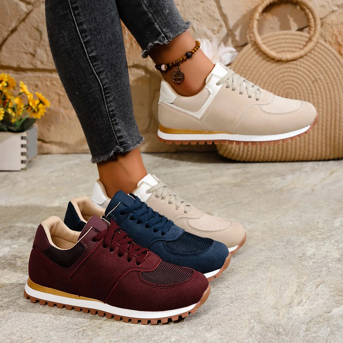 Zapatillas De deporte para Mujer 2026, Zapatos deportivos con cuña con cordones para Mujer, Zapatillas informales con plataforma para correr, Tenis para Mujer, Zapatos De Mujer