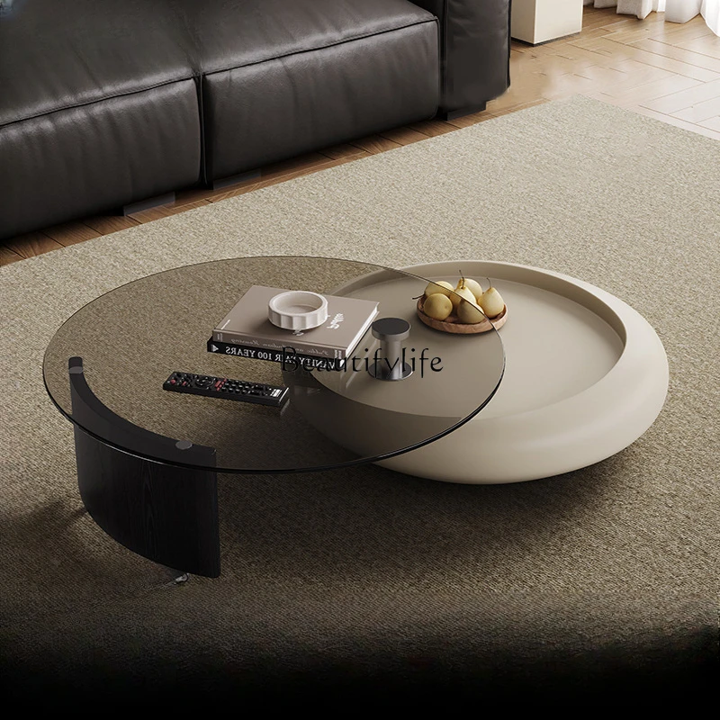 Revolving coffee table Italian minimalist living room round modern minimalist high-end coffee table