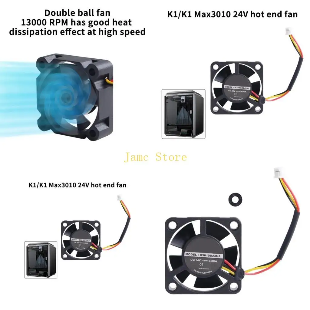 

LX0B 3010 24 В 0,06 А охлаждающий вентилятор, бесщеточный 3D-принтер, часть для кулеров K1, пластиковый вентилятор, охлаждающий