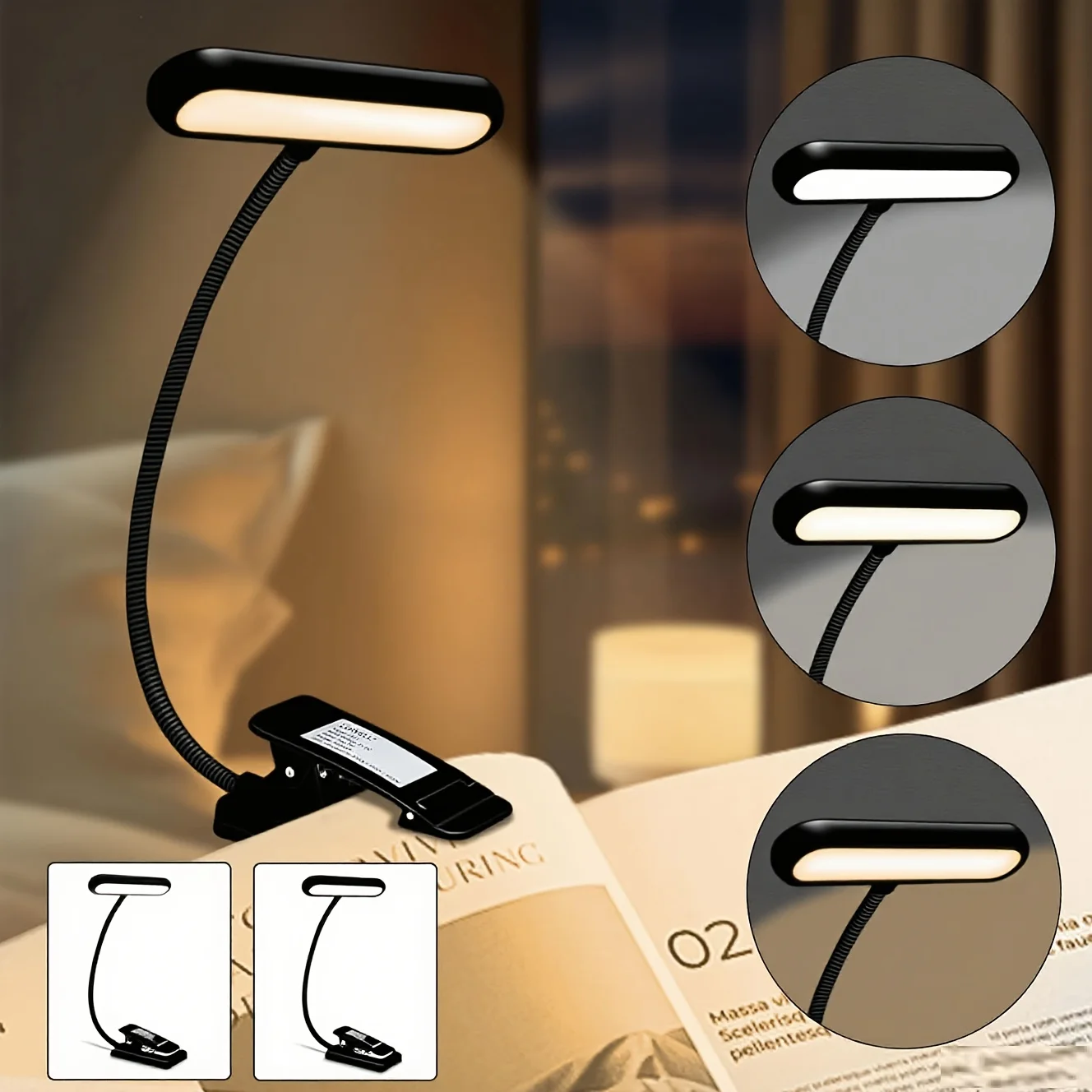 

Светильник для чтения книг с зажимом для ухода за глазами, 3 цвета, 10 яркостей, перезаряжаемый через USB, гибкий, легкий зажим для фортепиано, лампы, листа, чтение музыки