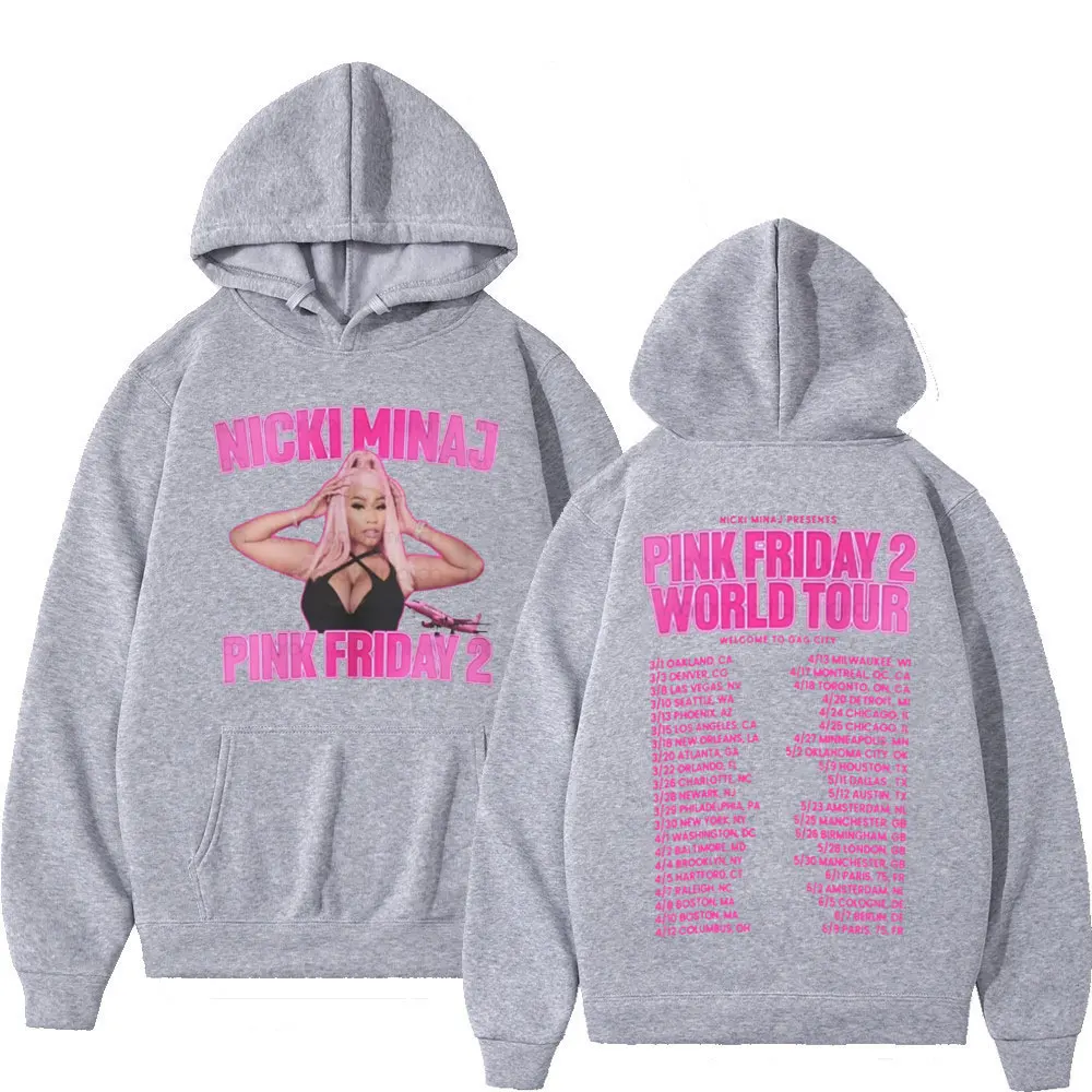 Rapper Nicki Minaj Graphic Hoodie New Album Pink Friday 2 World Tour Print Sweatshirts Men Women High Street Fashion Pullovers