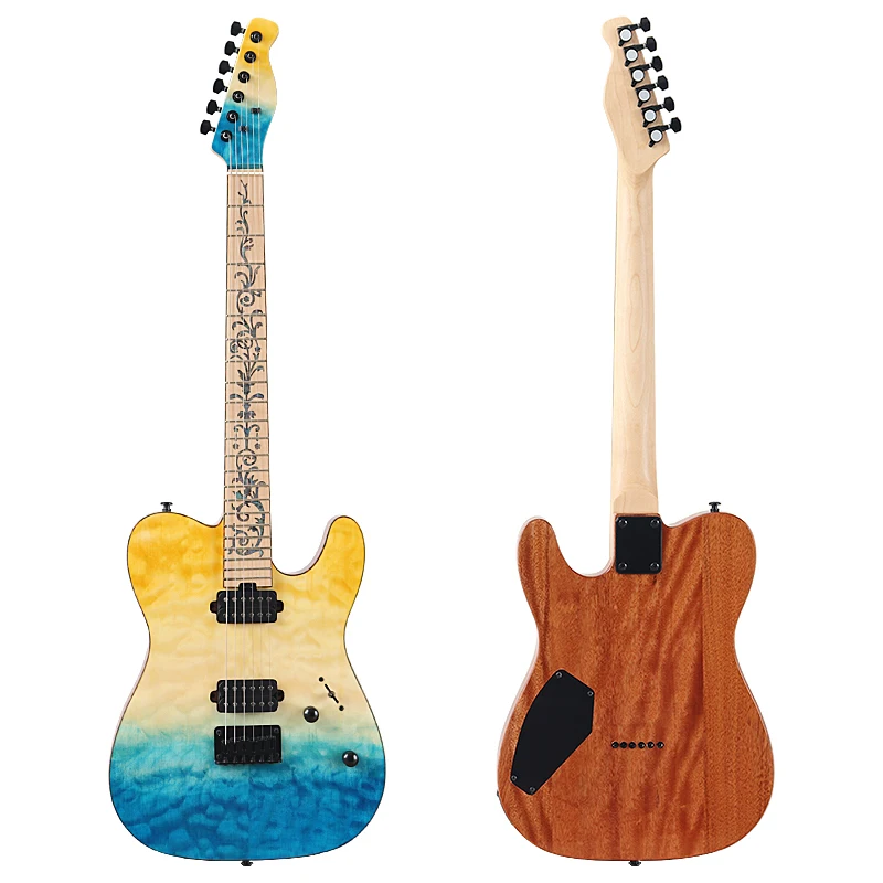 Gradient Color 6 Strings Electric Guitar 39 Inch High Gloss Electric Guitarra Solid Okoume wood Body Fast Delivery